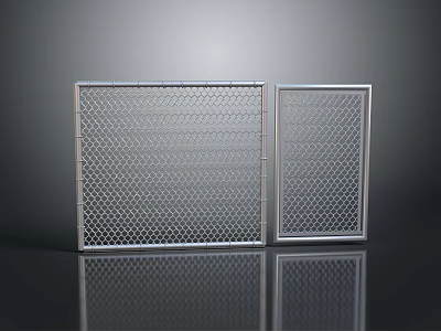 Sturdy Metal Mesh Equipment Panels With Frame And Grid Design For Industrial Use 3d model