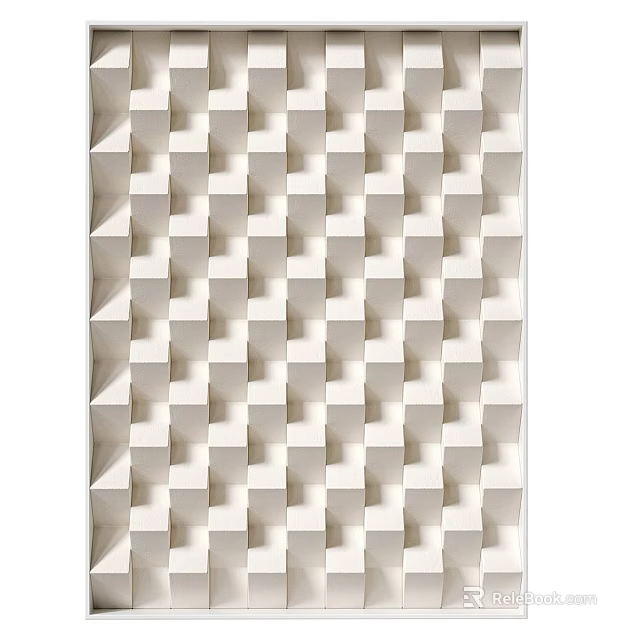 Modern 3D Geometric Wall Decor With Textured Square Patterns In White 3d model 