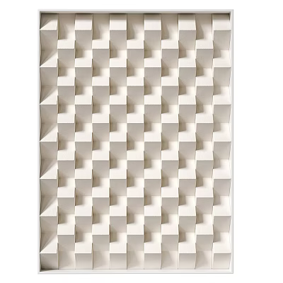 Modern 3D Geometric Wall Decor With Textured Square Patterns In White 3d model