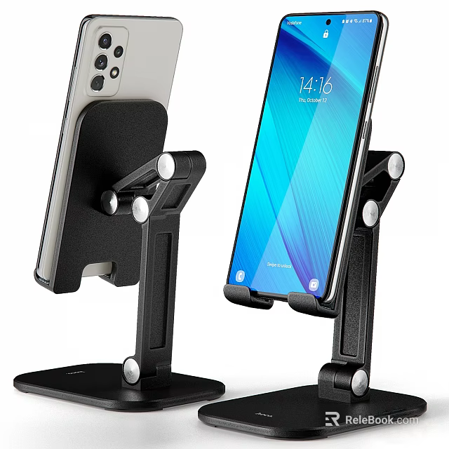 Stable Black Multi Angle Phone Stand for Desktop Smartphone Support with Two Holders 3d model 