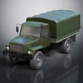 Green Military Truck With Canvas Covered Cargo Bed Sturdy Wheels And Exterior View