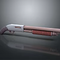 Modern Shotgun With White Body Brown Grip And Smooth Metal Barrel Design 3d model