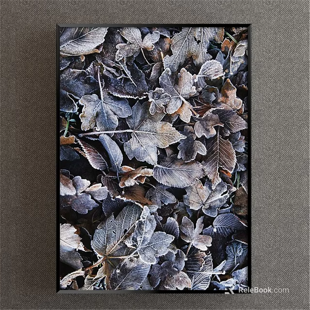 Natural Style Botanical Painting With Gray Blue Brown Leaves And Detailed Texture 3d model 