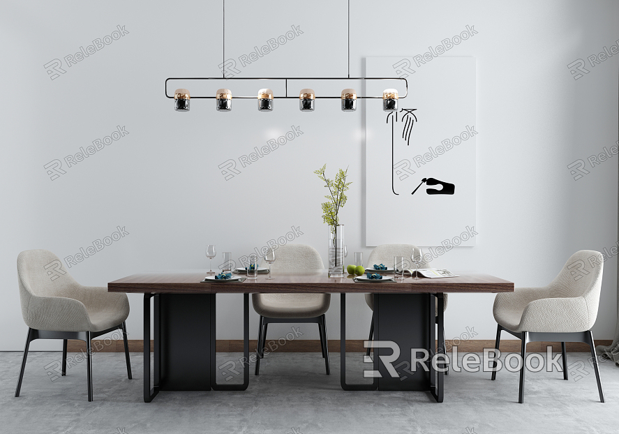 Modern Dining Table and Chair Combination model