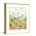Two Abstract Paintings With Golden Frames Hanging On Gray Wall Featuring Soft Neutral Gradient Tones 3d model