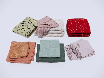 Colorful Patterned Towels In Various Colors And Designs For Home Textiles 3d model