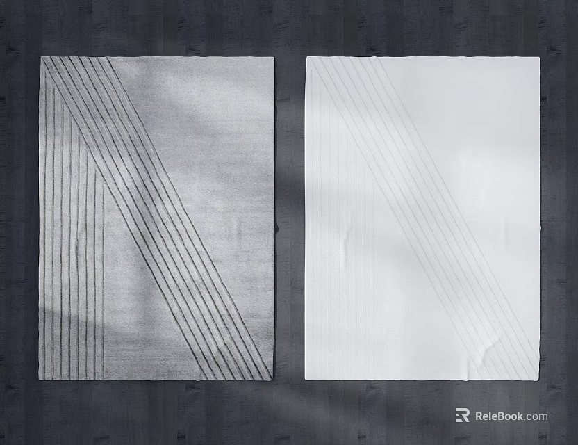 Gray and White Square Rugs Featuring Diagonal Stripes for Modern Interiors 3d model