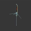 Ornate Decorative Weapon Sword With Intricate Patterns And Metal Hilt On Display Stand