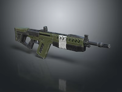 Green Military Style Assault Rifle Modern Design With Detachable Magazine And Tactical Barrel 3d model