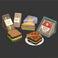 Fresh Assorted Sandwiches With Cafe Deli Packaging And Served On Plate