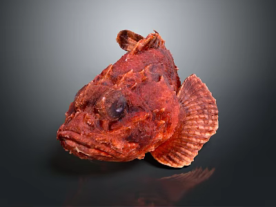 Aquatic Animal Red Fish With Rough Textured Skin On Dark Background Surface 3d model