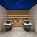 Modern Beauty Salon Interior With Arched Mirrors Gray Chairs Gold Bases And Product Shelves