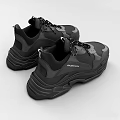 Stylish Black Chunky Sneakers With Modern Design 3d model