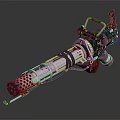 Tactical Flamethrower Weapon With Metal Frame Transparent Fuel Tube And Red Black Components