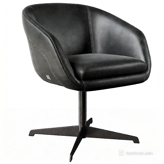 Black Leather Office Chair With Modern Design And Swivel Base 3d model 