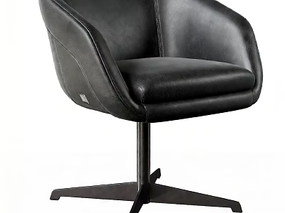 Black Leather Office Chair With Modern Design And Swivel Base 3d model
