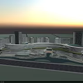 Modern Commercial Complex Design With Glass Facade And Surrounding High Rise Buildings