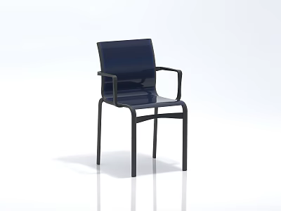 Dark Blue Modern Leisure Chair With Black Metal Armrest And Sturdy Frame 3d model