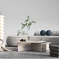 Modern Sofa Coffee Table Combination Multiplayer Sofa Floor Lamp 3d model