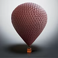 Deep Red Textured Hot Air Balloon Shaped Amusement Equipment With Orange Base