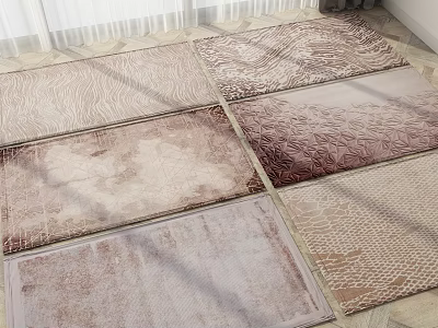 Square Rugs in Neutral Tones with Various Patterns for Home Interior Decor 3d model