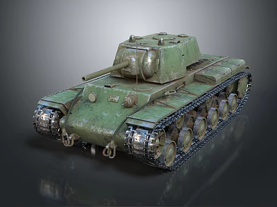 Military Vehicle Green Tank With Weathered Exterior Tracks Turret And Cannon 3d model