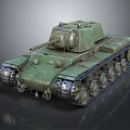 Military Vehicle Green Tank With Weathered Exterior Tracks Turret And Cannon