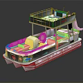 Pontoon Yacht With Slide And Comfortable Seating 3d model