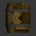 Vintage Wooden Barrel With Metal Hoops And Intricate Wood Grain Pattern