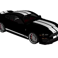 Black Two Door Sports Car With White Stripes Black Wheels And Sporty Front Design