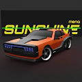 Orange and Black Modern Sports Car With SUNSHINE Neon Sign Background
