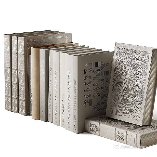 Stacked Books Featuring Modern Design Covers With Neutral Tones And Geometric Patterns 3d model 