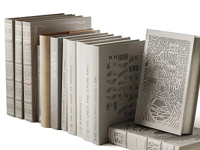 Stacked Books Featuring Modern Design Covers With Neutral Tones And Geometric Patterns 3d model