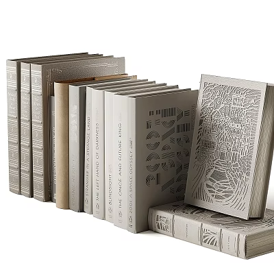 Stacked Books Featuring Modern Design Covers With Neutral Tones And Geometric Patterns 3d model