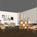 Modern Apartment Interior With Living Room Study Area Sofa Desk And Wall Art