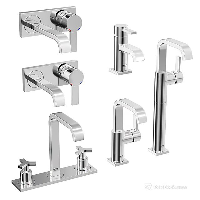Various Modern Chromed Faucet Designs for Kitchen and Bathroom Use 3d model 