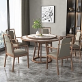 New Chinese Dining Table and Chair Combination Dining Table and Chair 3d model