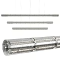 Modern Linear Silver Chandelier with Metallic Textured Finish Hanging Design for Contemporary Spaces