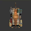 Futuristic Modified Vehicle With Orange Yellow Blue Details Mechanical Pipes And Antenna