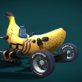 Creative Banana Shaped Toy Car With Blue Seat Wheels And Mechanical Parts