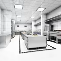 Modern Commercial Restaurant Kitchen Interior With Stainless Steel Worktables And Bright Lighting