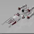 White and Red Cosmic Spaceship Model with Multiple Thrusters and Aerodynamic Structure 3d model