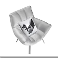 Light Gray Single Sofa with Geometric Pattern Cushion and Wooden Legs Modern Design
