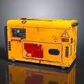 Yellow Industrial Portable Generator With Red Component And Warning Sign Power Equipment