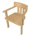 Simple Design Wooden Leisure Chairs With Armrests In Light And Red Tones