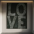 Love Themed Wall Art With Small Text Typography For Interior Decor 3d model