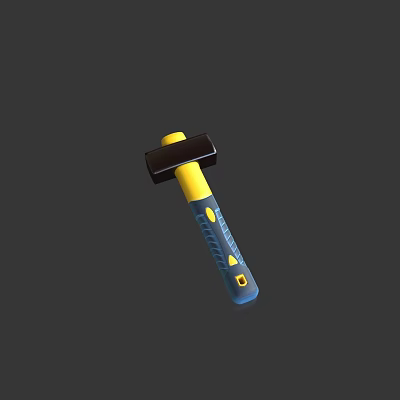 Durable Hardware Tool Hammer With Yellow Blue Handle And Black Head Design 3d model