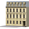 Classical Style Multi Storey Hotel Building With Yellow Facade And Blue Roof