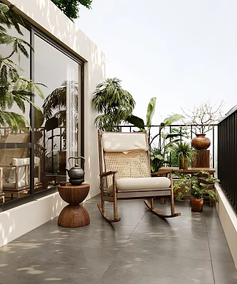 New Chinese Style Retro Balcony 3d model