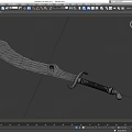 Silver Gray Scimitar Weapon With Carved Blade And Metal Hilt Design